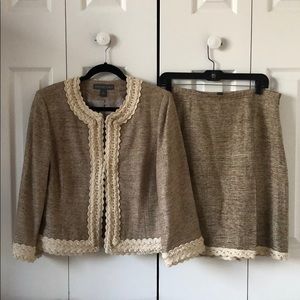 Josephine Chaus Skirt Suit w/ Rope & Bead Details